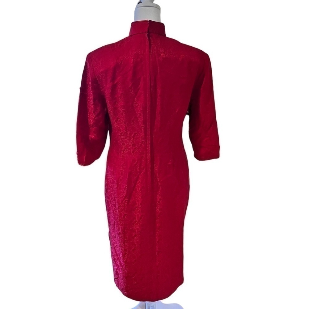 Yue Hwa Padded Red Silk Kimono style Dress - Picture 4 of 5